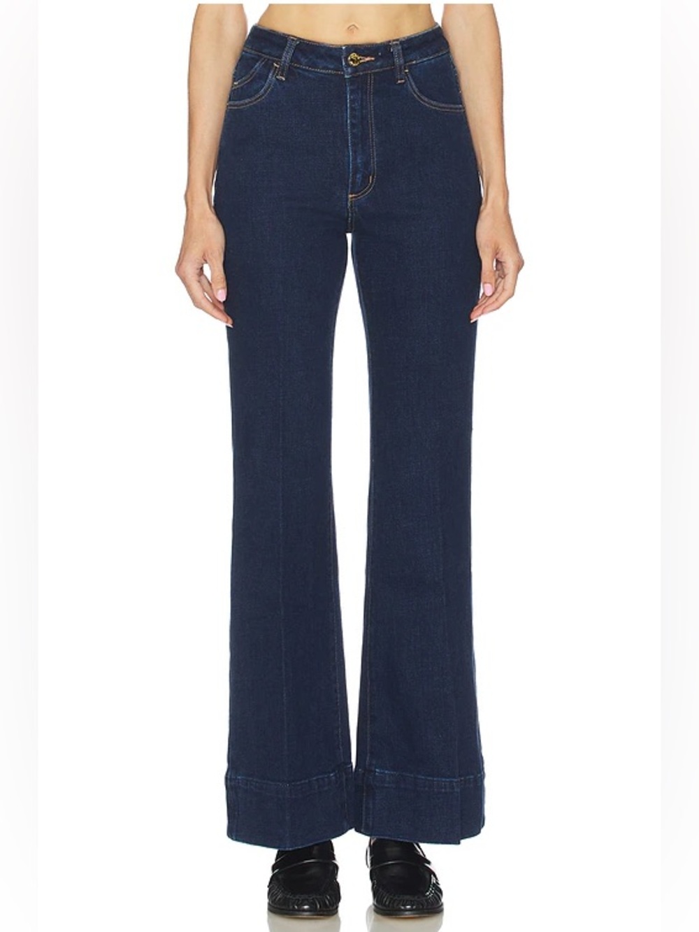 REVOLVE Rolla’s Eastcoast Flare High Rise Dark Wash Flared Leg Jeans